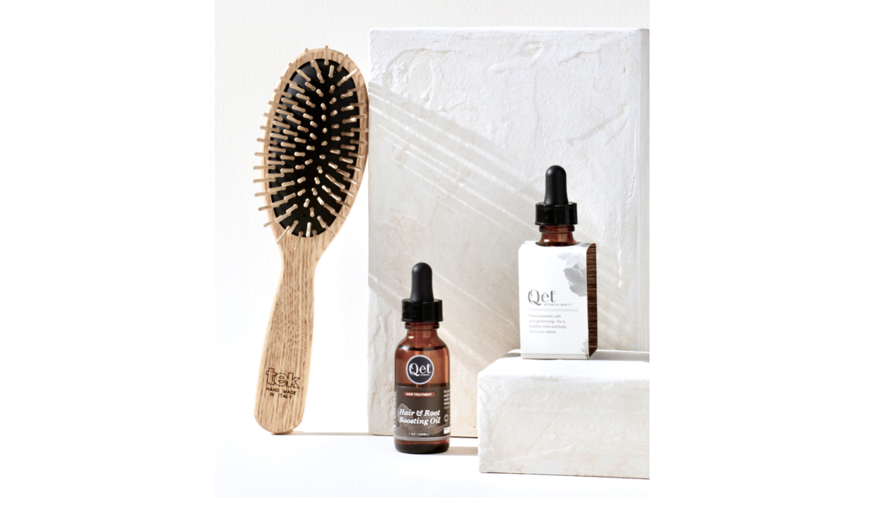 Hair & Root Boosting Oil with the Italian TEK hand made wooden brush.