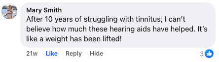 Lunex Hearing customer comment on Facebook